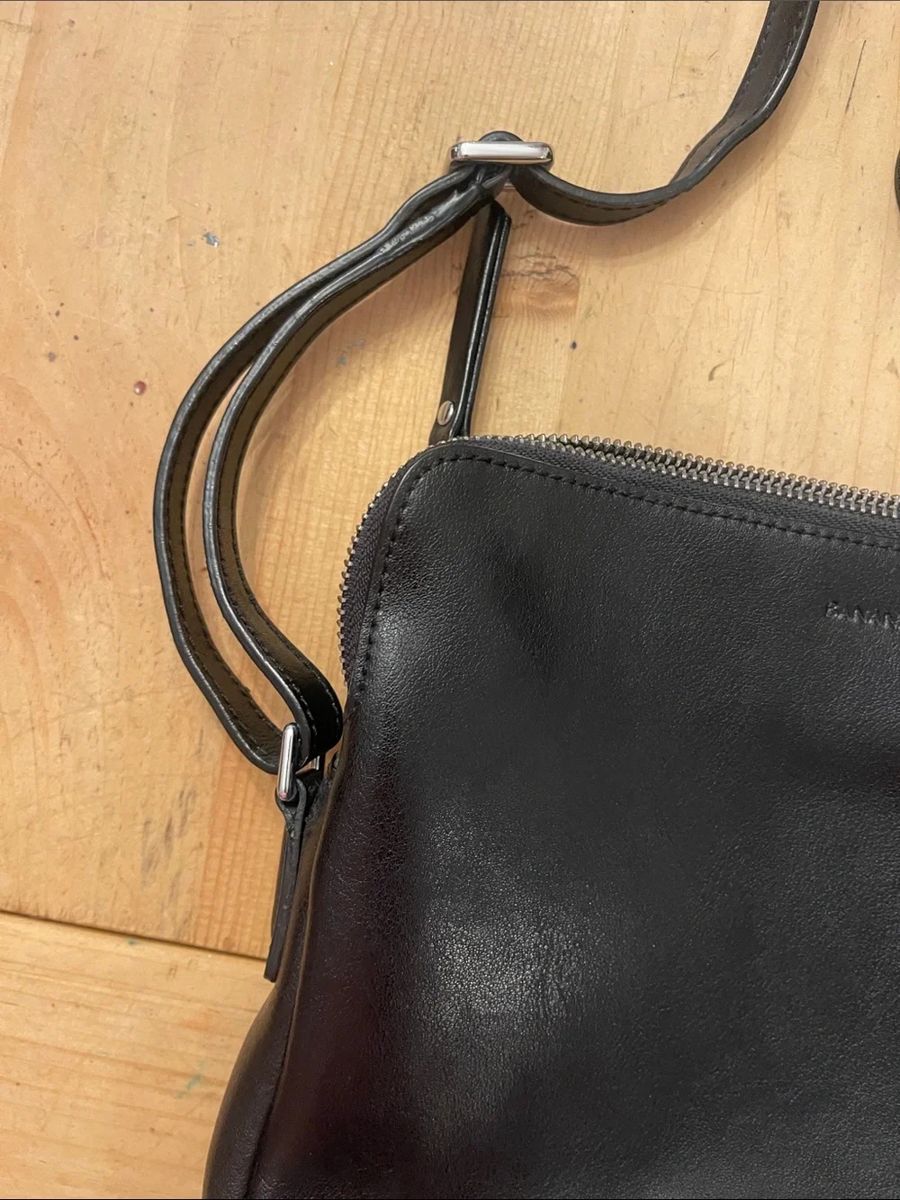 Banana Republic Black Leather Messenger Crossbody Bag